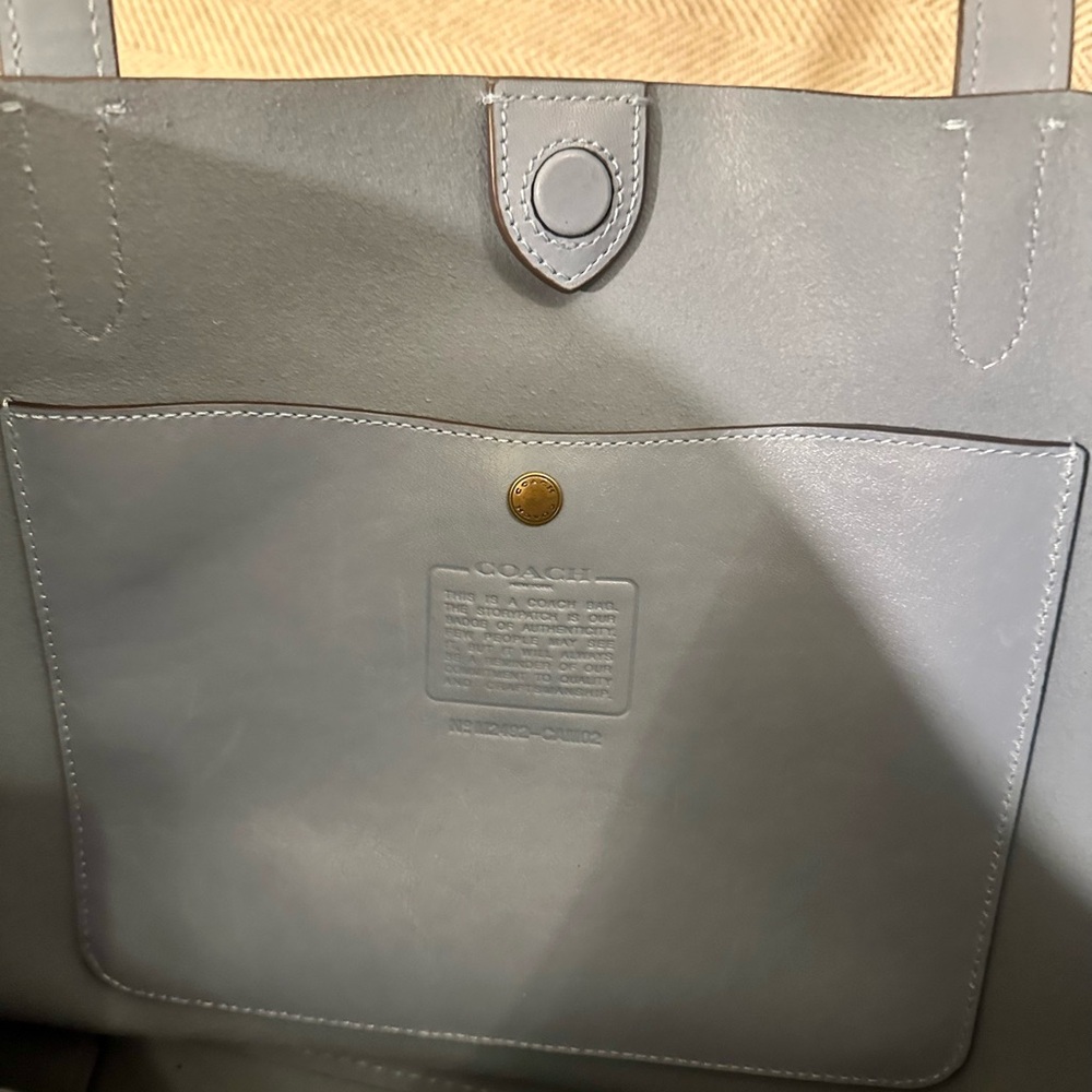 NWOT Coach Dusty Blue Leather Tote - Picture 7 of 12